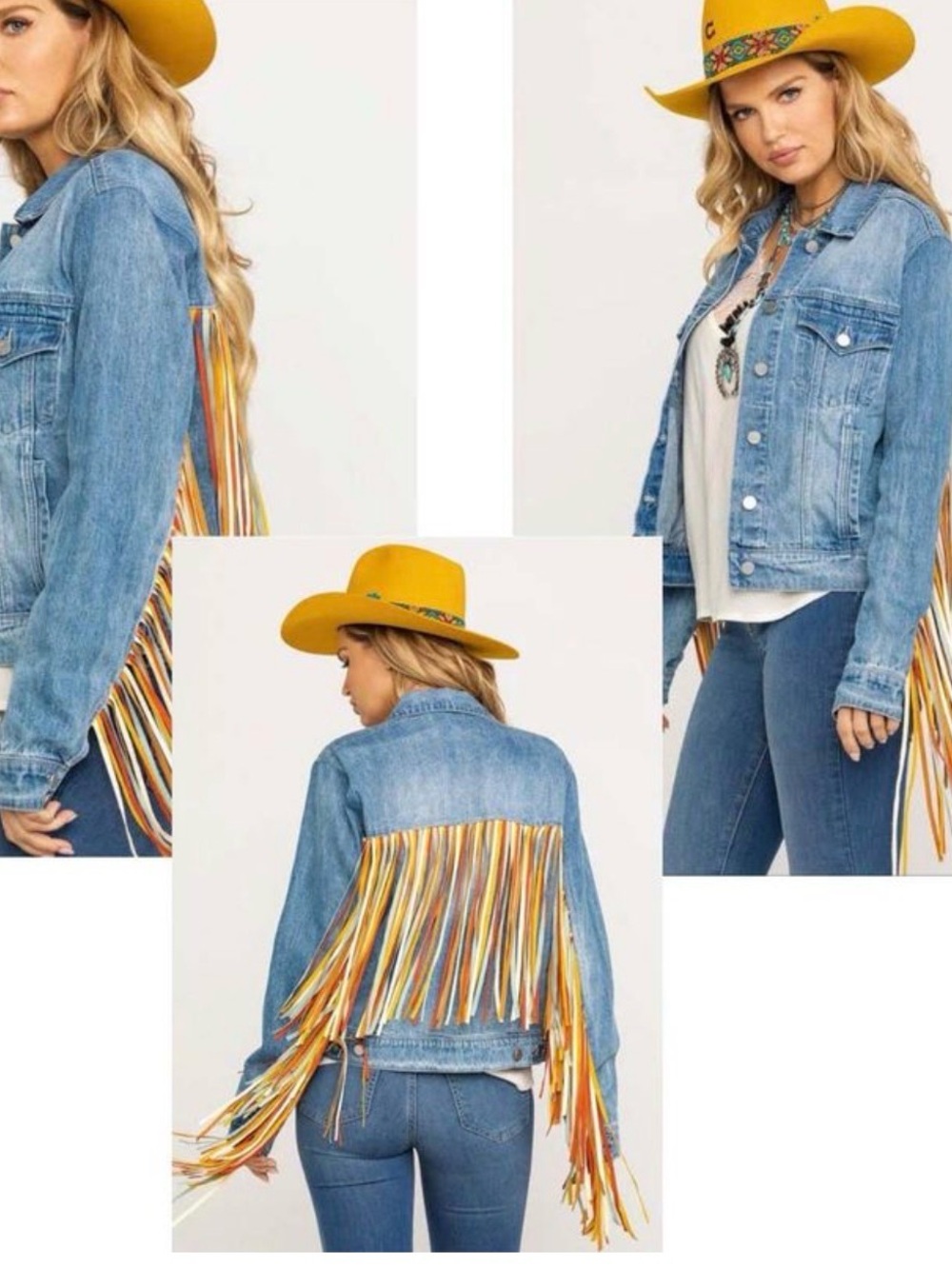 NWOT Scully Fringe Denim western Jacket
